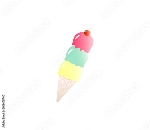 Bild auf Leinwand Cute colorful ice cream cone