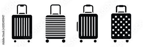 Bild auf Leinwand Travel luggage vector icon featuring trolley bag symbols for tourism vacation ba