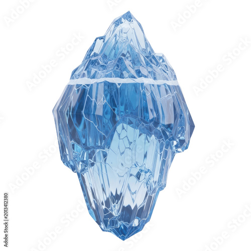 A beautiful isolated crystal blue iceberg floating in deep water.