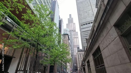 Walking through Yew York city buildings skyline