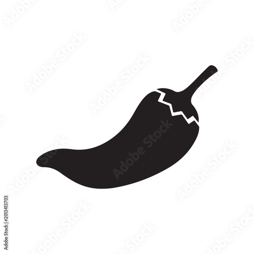 Slika na platnu Dry spicy pepper silhouette icon vector illustration on white background