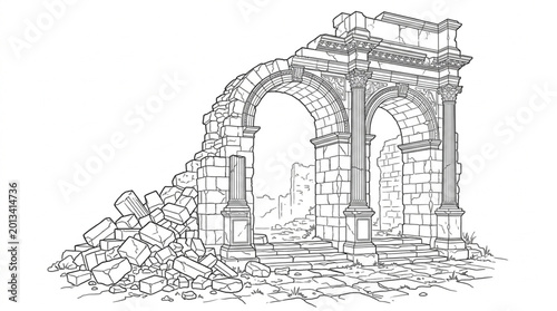 Konstfotografi Ancient Stone Ruins of a Crumbling Architectural Structure.