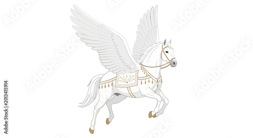 Majestic White Pegasus Horse with Wings, Mythical Creature