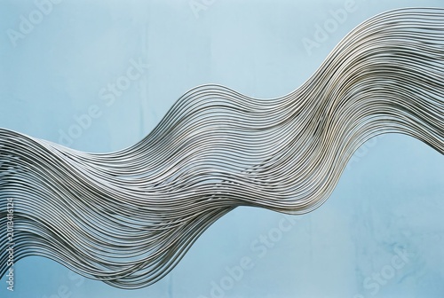 Abstract Flowing Lines Wave Pattern on Blue Background.