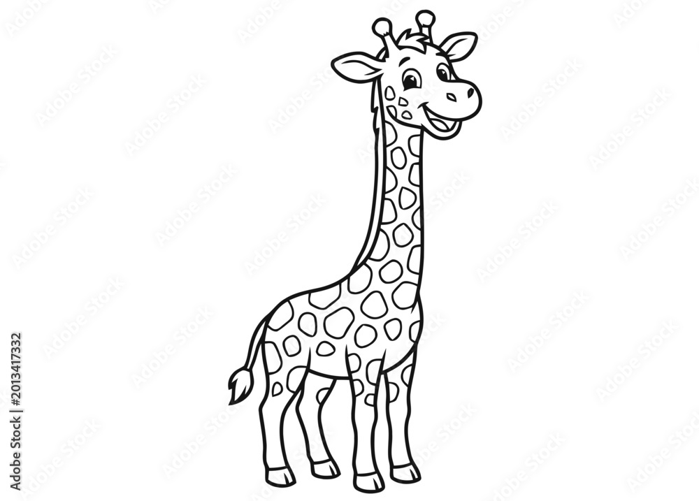 Fototapeta premium Cute Giraffe Vector Illustration - A Fun and Adorable Outline of a Tall Mammal