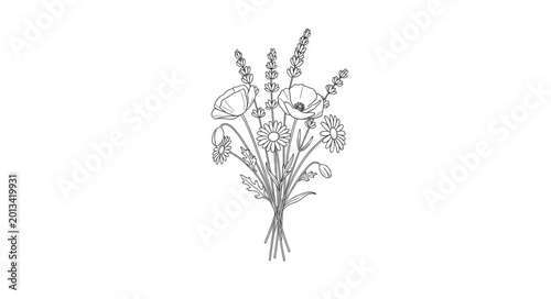 Foto Bouquet of flowers made from musical notes and symbols.