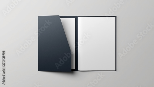 Elegant dark blue brochure mockup with blank white pages for your design presentation