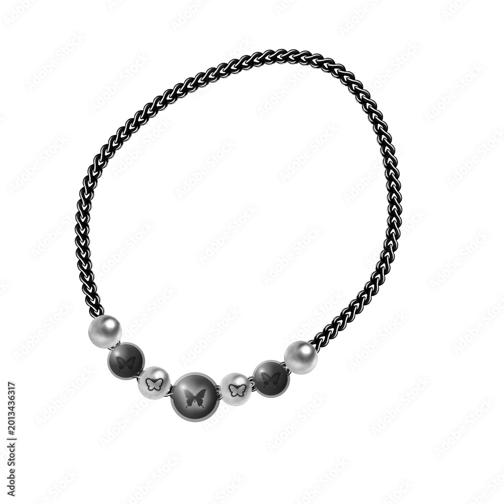 Fototapeta premium butterfly accents beads and pearl on chain bracelet