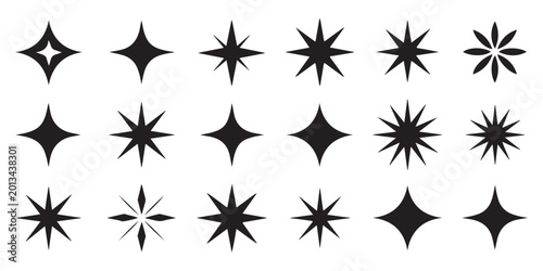 Fotografía Decorative twinkling star shapes and sparkling light elements collection for sophisticated editorial layouts and festive invitations isolated vector