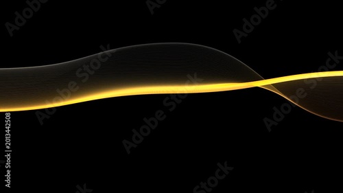 colorful spectrum waves animation on black background. Glowing yellow light wave on black background.