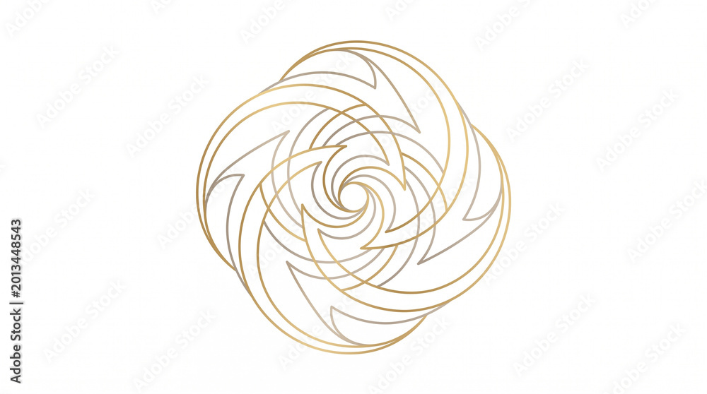 Obraz premium Golden spiral design element, abstract swirl pattern, luxury minimalist icon, metallic gold lines