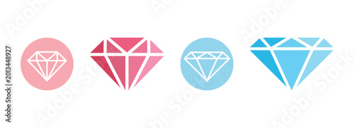 Set of red and blue diamond icon set. Gemstone diamond collection. Vector logo design diamonds. This icons set isolated on white background. Vector illustration. Eps10
