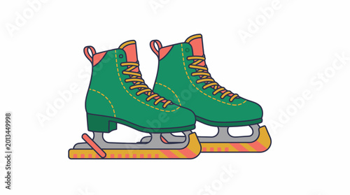 Photography Ice skates flat vector illustration, winter sports equipment graphic