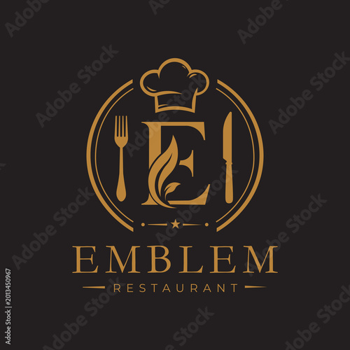 Restaurant Logo on Letter E Concept