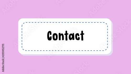 Contact label with blue dashed border on purple background