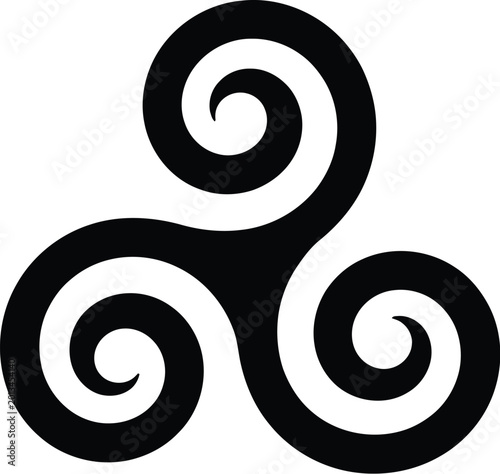 Bild auf Leinwand Celtic Triple Spiral Triskele Vector Symbol for Historical Decoration Spiritual