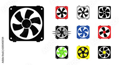 Quadro em tela Computer Cooling Fans Icons Set