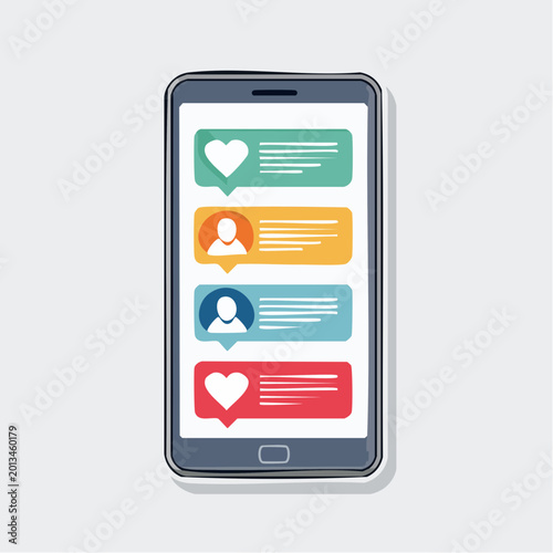 Smartphone displaying a chat conversation with icons and messages