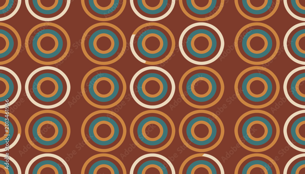 Fototapeta premium Seamless Geometric Pattern of Interlocking Round Rings in Earth Tones Photograph