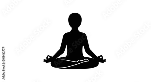 Photography Person silhouette practices yoga in a meditative lotus position to express mindfulness, inner peace, and physical health
