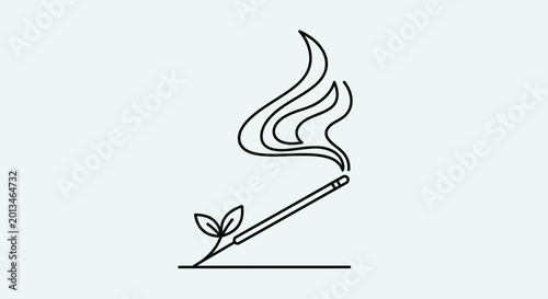 Tableau sur toile Simple line drawing of cigarette smoke.