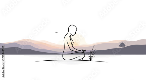 Quadro su tela Person Sitting in Meditation Posture.