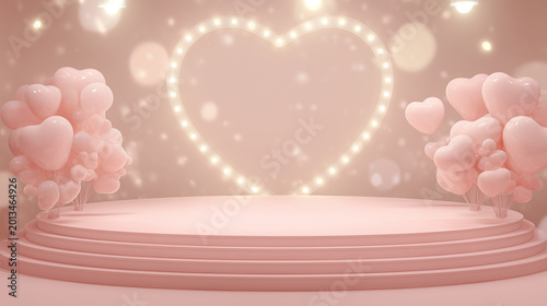 Love Theme Background with Glowing Heart and Soft Lighting