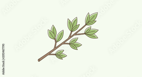 Obraz na plátně A small branch with green leaves.