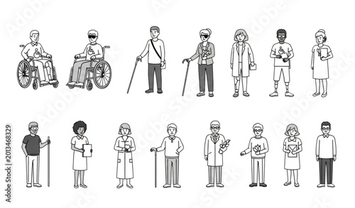 Foto Modern inclusive community collection with disability and accessibility characte
