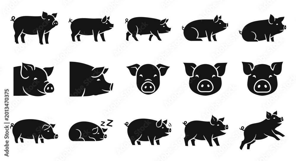 Obraz premium Collection of Twelve Adorable Hamster Poses Illustrated in Black and White, Featuring Various Actions and Expressions