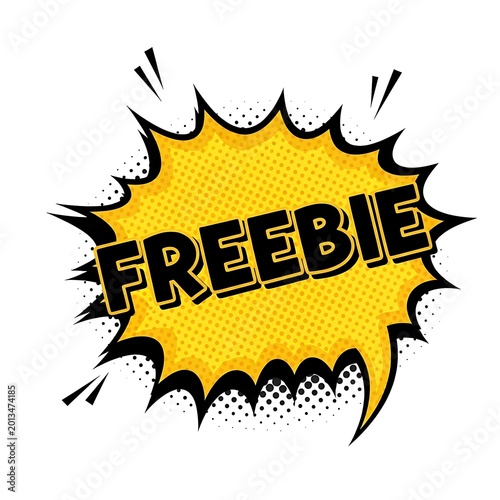 Bold Yellow Comic Freebie Text Burst on White Background