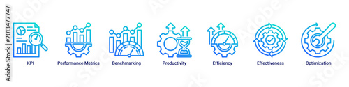 Cuadro en lienzo Performance Tracking web banner icon vector illustration with icons of KPI, Perf