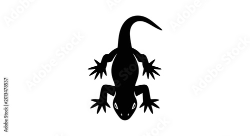 Schilderij op canvas Lizard silhouette displays a minimalist design of a reptile, perfect for nature branding projects or educational materials that require a clean aesthetic