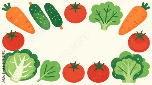 Vibrant Collection of Fresh Vegetables and Herbs Illustration