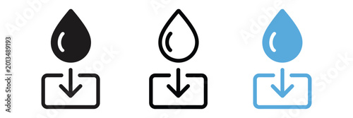 Εκτύπωση καμβά Download water drop icons in black white and blue colors for business and design use modern vector illustration icon set for ui and branding applications