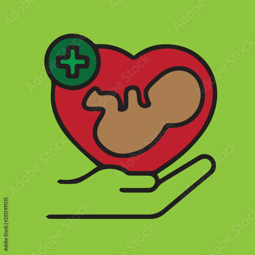 A vector illustration of a heart with a health baby illustrator vector icon