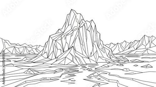 Картината върху платно Mountain range with sharp peaks.