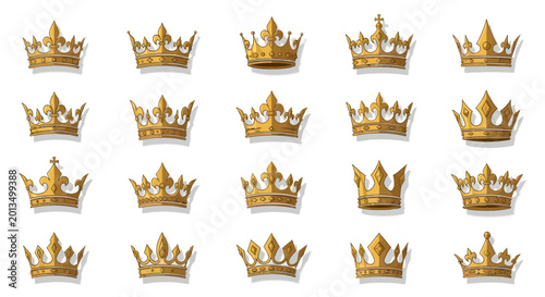 Tableau sur toile Collection of Golden Royal Crowns