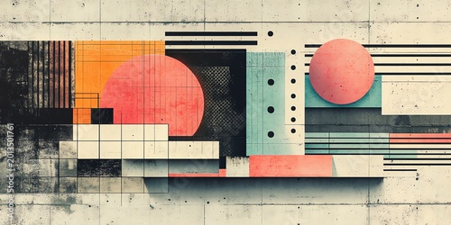 Abstract Geometric Wall Art with Bright Colors and Modern Style