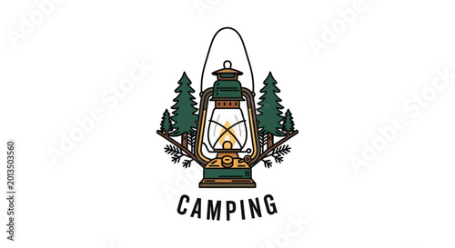 Tablou pe pânză Vintage lantern camping light outdoor.