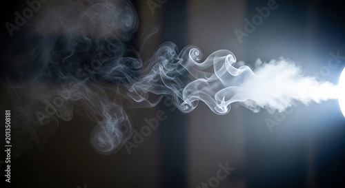 Smoke swirls gracefully against a dark and moody atmospheric backdrop.