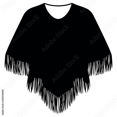 Cuadro en lienzo black fringe shawl on white background vector illustration