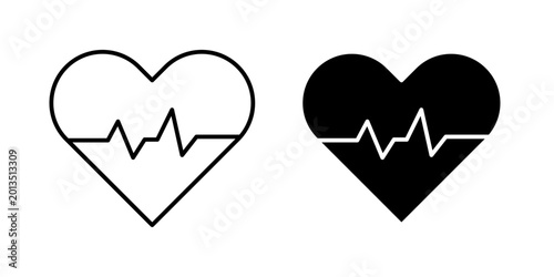 Foto Heartbeat icon in outline and solid style
