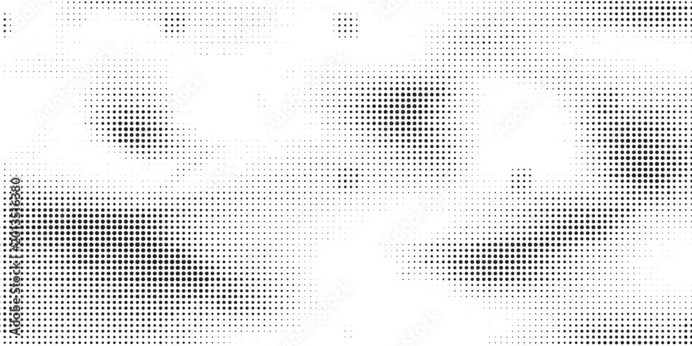 Fototapeta premium Dotted halftone gradient texture. Vanishing polka dot background. Repeating dots gradation pattern background. Black fading comic pop art overlay backdrop. Raster effect wallpaper. Vector halftone