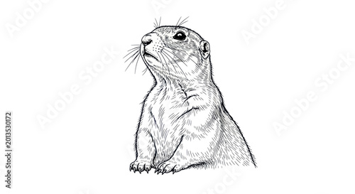 Prairie Dog Sketch Illustration - Cute Rodent Portrait