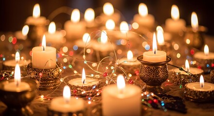 Warm Candlelight Night Decor with Tea Light Holders and Fairy Lights