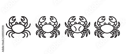 Φωτογραφία Crab icons set, minimalist line art crustacean symbols on white background