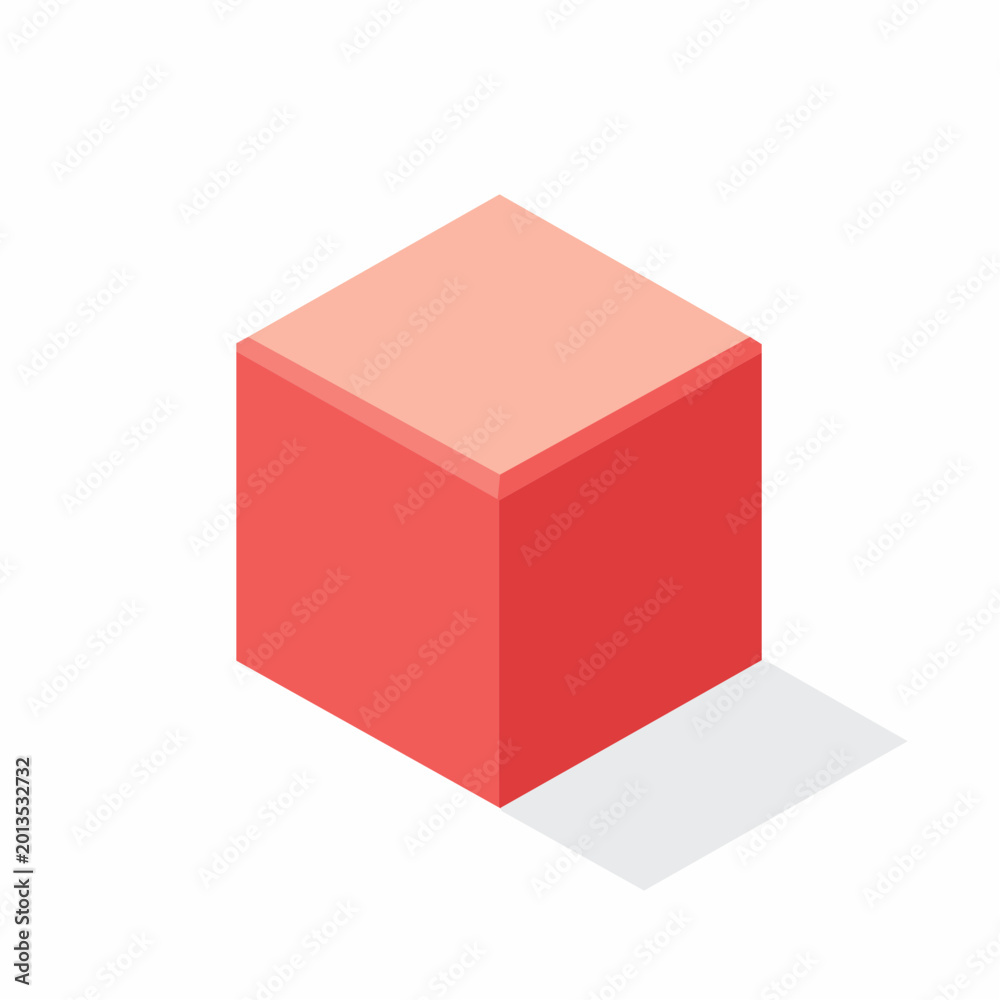 Fototapeta premium Isometric Red Cube with Shadow