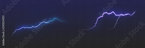 Fotografía Set of the isolated realistic lightnings with transparency for design