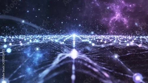 Cosmic network of glowing particles for creative digital media and visual arts